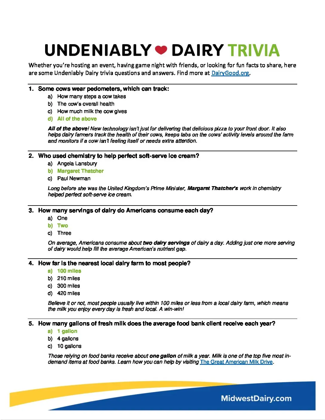 Dairy Trivia - Midwest Dairy