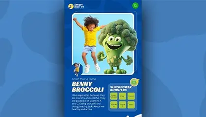 cartoon broccoli trading card