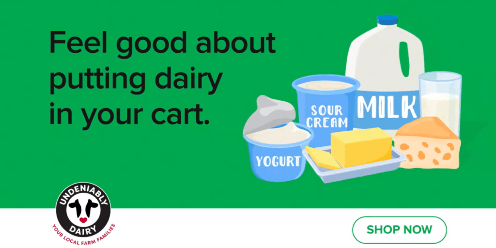 Screenshot of Krogers ad featuring dairy